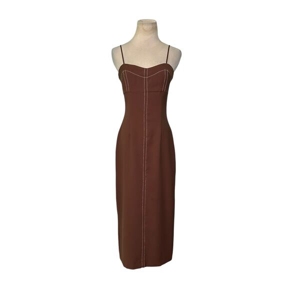Zara Contrast topstitched tube midi dress size XS - Picture 1 of 7